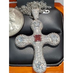 $1,200,050 Untouchable Gia Natural Fancy Red Diamond Vs2 with (4) Gia D Flawless Triple Excellent Diamond Cross Pendant Platinum 4.07Ctw by Jelladian